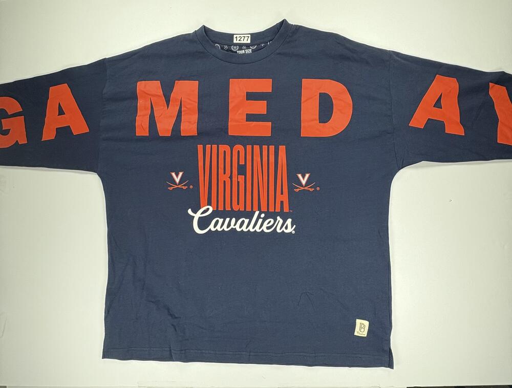 Virginia Cavaliers Shirt Women’s Large Blue NCAA Football Pressbox Gameday
